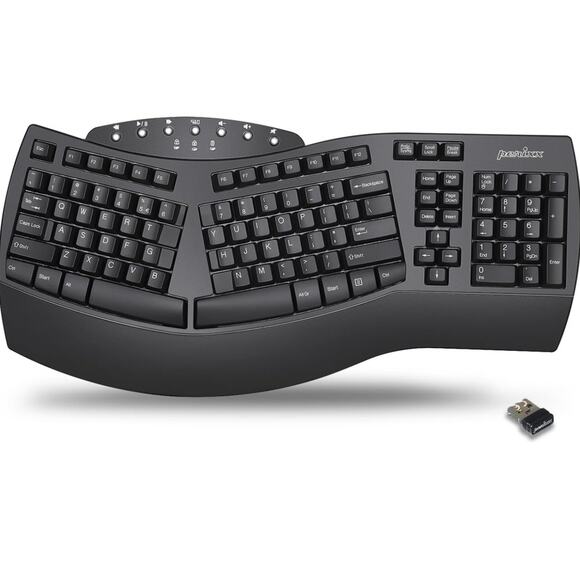 Perixx Periboard-612B Wireless Ergonomic Keyboard Bluetooth Dual Mode - Picture 1 of 8